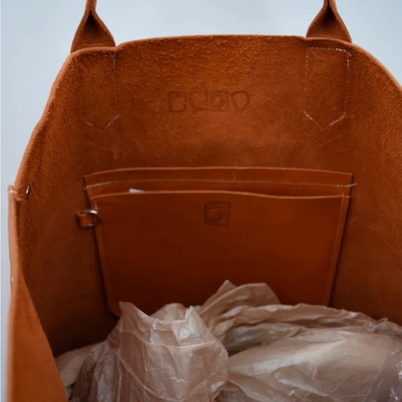 Large Leather Tote Bubo Handmade Black - Picture 3 of 4